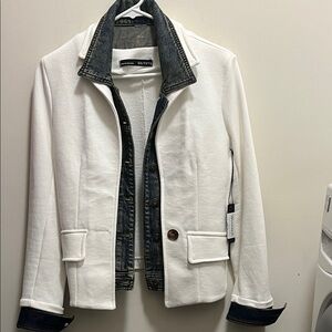 Six/Fifty Women's White and Denim Jean Jacket